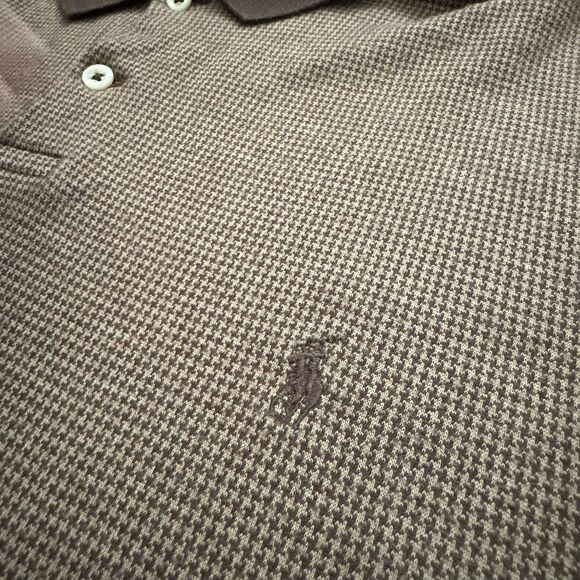 Vintage Polo Ralph Lauren Men’s XL Brown Houndstooth Pima Cotton Polo Shirt - Picture 4 of 8